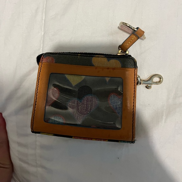 Dooney & Burke Vintage Crayon Style Heart Wallet with Multi Color Zipper - Picture 5 of 15